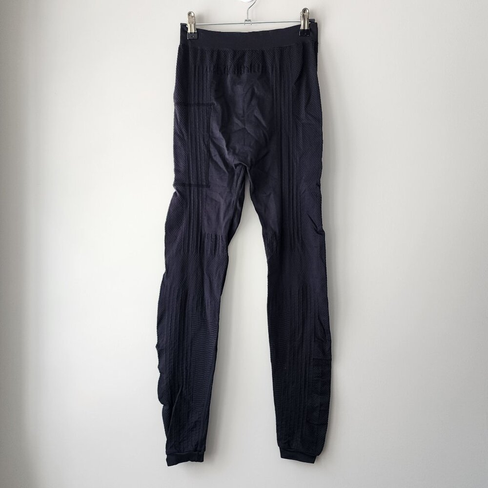Theory Black Stretch Ankle Length Leggings | Women's M/L | Zip Pocket Textured